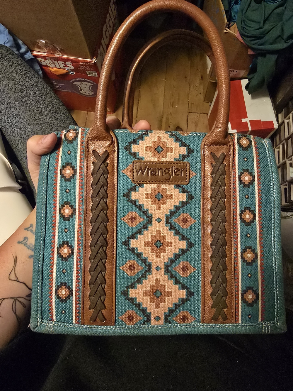 Wrangler Turquoise Southwestern Tote Bag